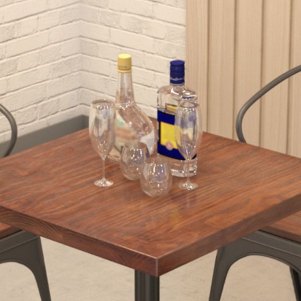 Solid Wood Dining Site Table Industrial Style Square Dinette Table with Pedestal Base