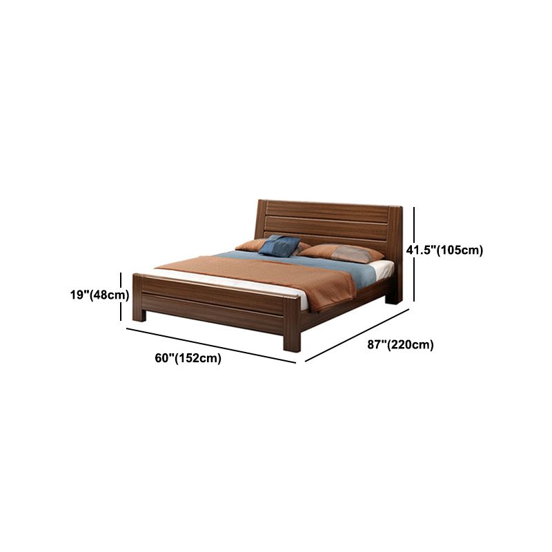 84.65 inch Wide Scandinavian Bed Frame Solid Wood Espresso Bed with Headboard