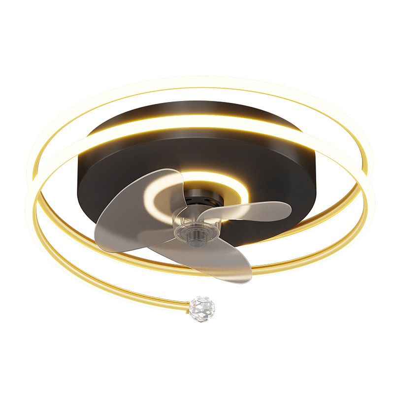 3-Blade LED Fan with Light Modern Black/Golden Ceiling Fan for Foyer