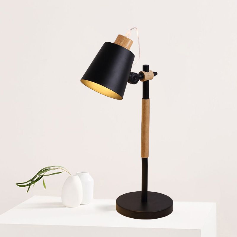 1 Kopfstudienaufgabenbeleuchtung modernistischer weißer/schwarzer kleiner Schreibtischlampe mit konischem Metallschatten