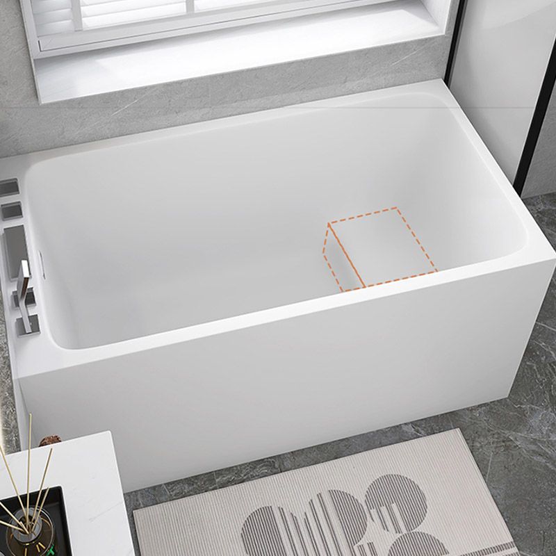 Modern White Acrylic Rectangle Bathtub Back to Wall with Drain Bath Tub