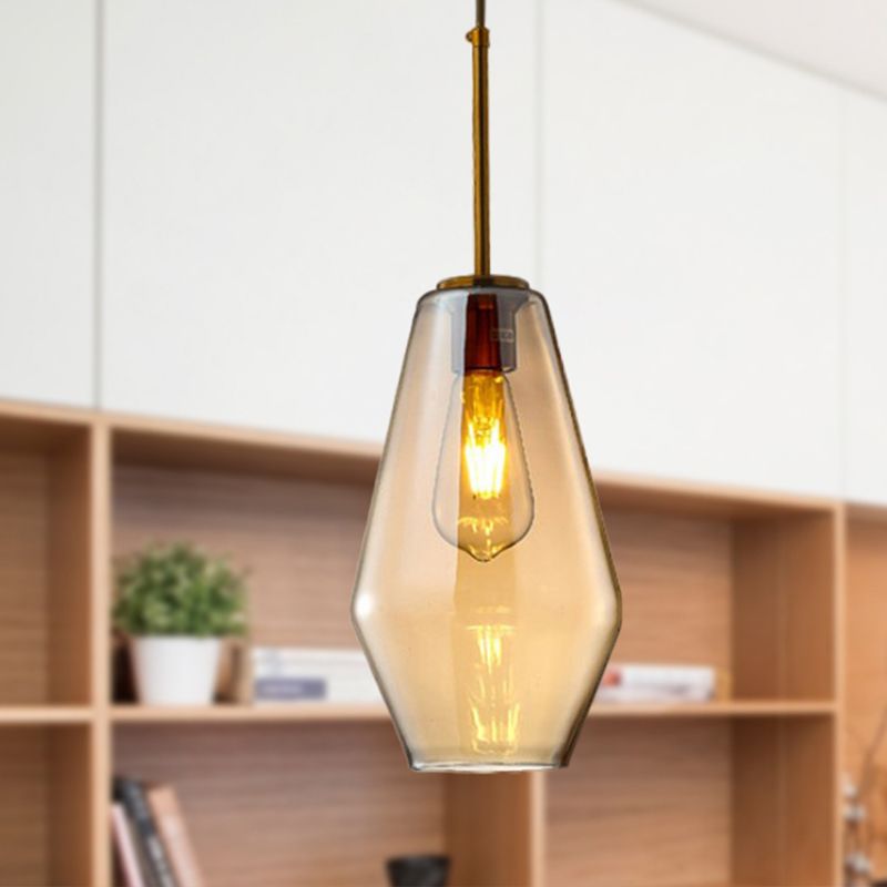 1 lampe suspendue à salle à manger légère lampe à suspension ambrée moderne avec triangle / tambour / cône nulle, 6,5 "/ 9" / 12 "de largeur