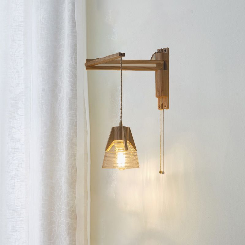 Log Color 1-Light Wall Lamp in Modern Creative Style Wooden Geometric Wall Light