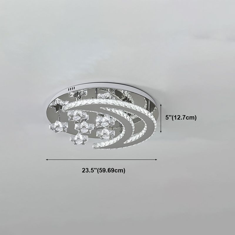 Étoile contemporaine rinter cristal clair à chasse d'eau de plafond en argent