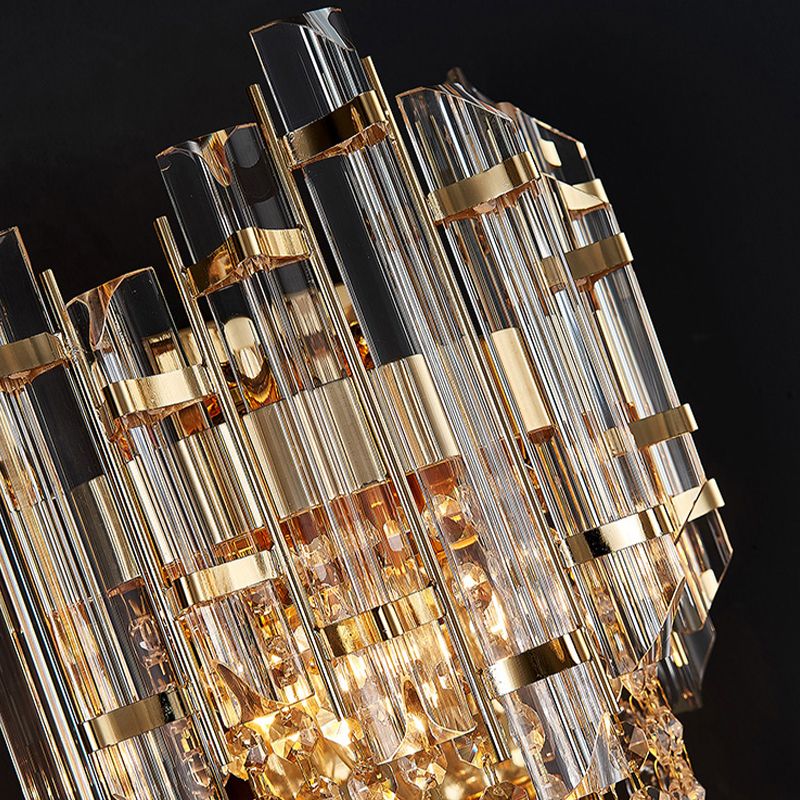 3-Light Modern Golden Wall Mounted Sconce Unique Crystal Wall Light for Bedroom