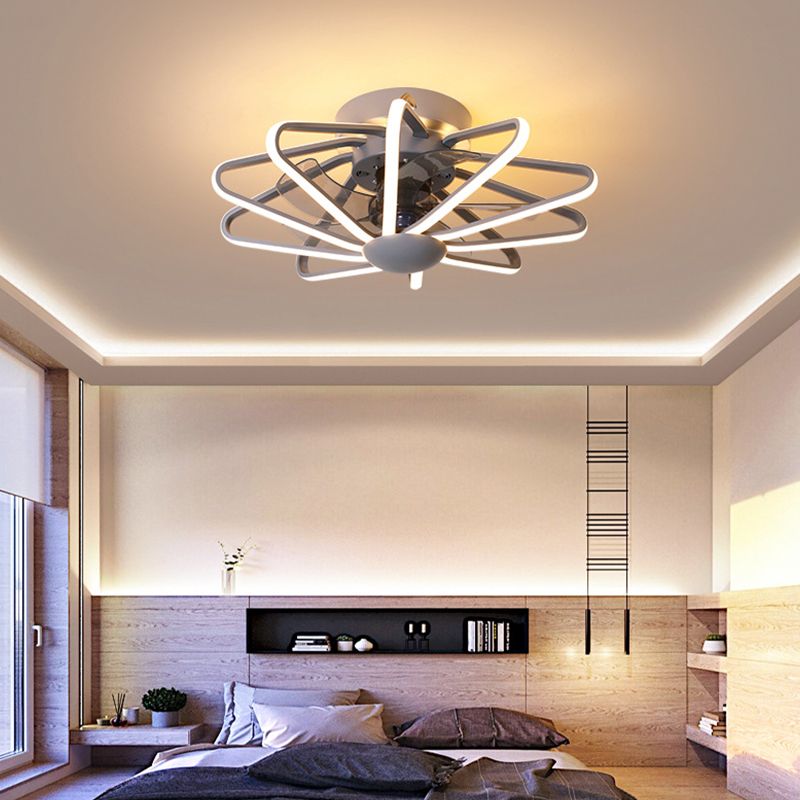 Metall Lineare Lüfterbeleuchtung minimalistische künstlerische Schlafzimmer LED Semi Flush Deckenleuchte