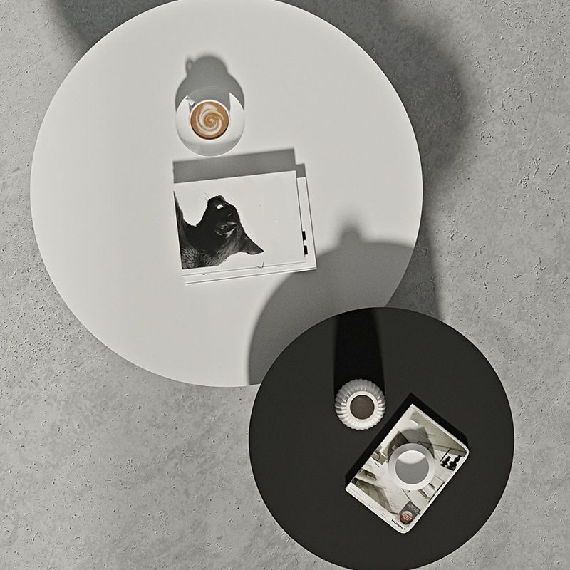 15.7"/18.5"Tall Iron Pedestal White / Black Round Coffee Table