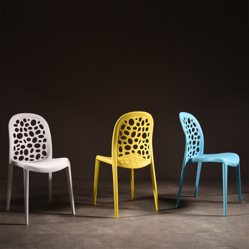 Silla de comedor de plástico de estilo moderno, silla auxiliar de comedor sin brazos para cocina (juego de 4)