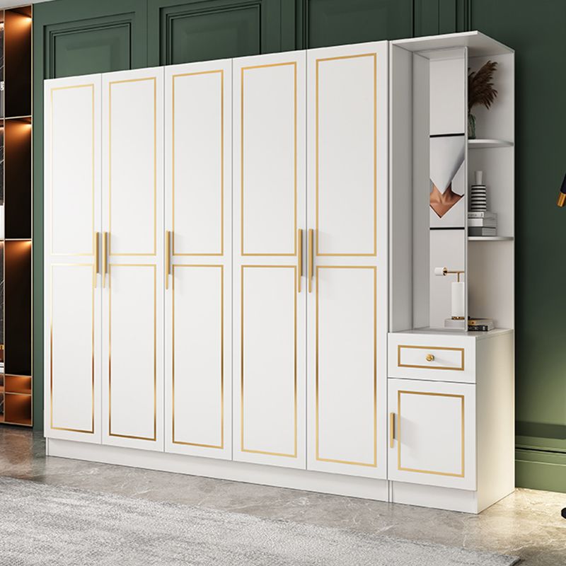 White Engineered Wood Wardrobe Armoire Modern Wardrobe Cabinet