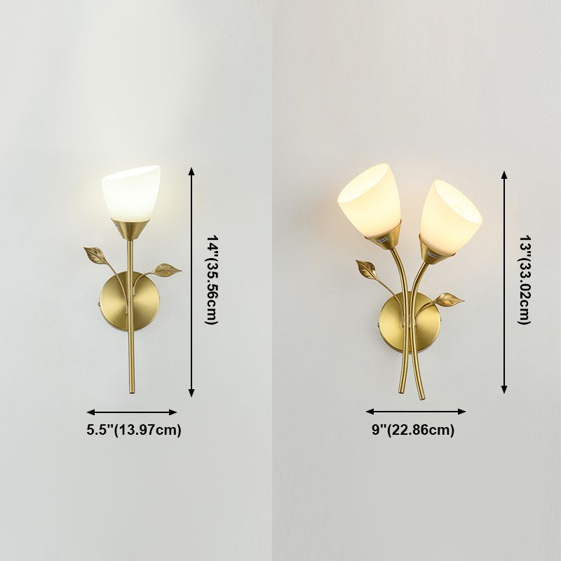 Modern Style Flower Shade Wall Sconce Glass Sconces with Romantic Atmosphere