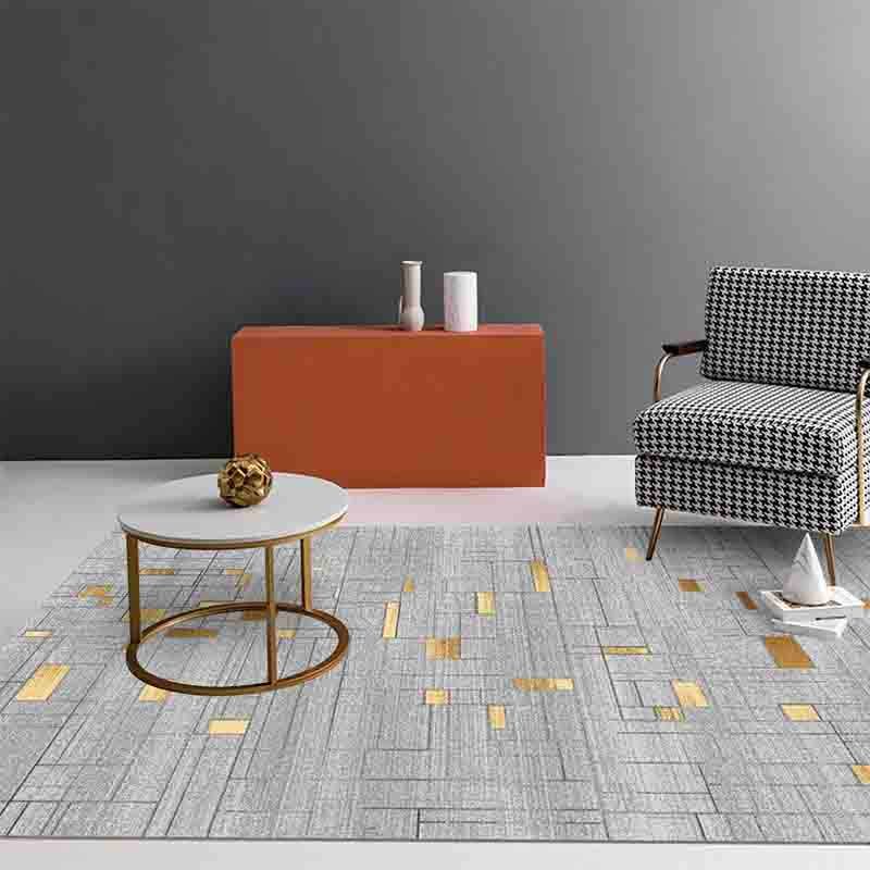 Grey Modern Rug Tie-Dye Pattern Polyester Area Carpet Stain Resistant Rug for Home Decor