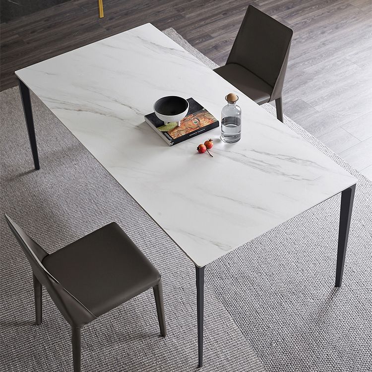 Mesa de forma de comedor de piedra sinterizada de estilo industrial con base de 4 patas