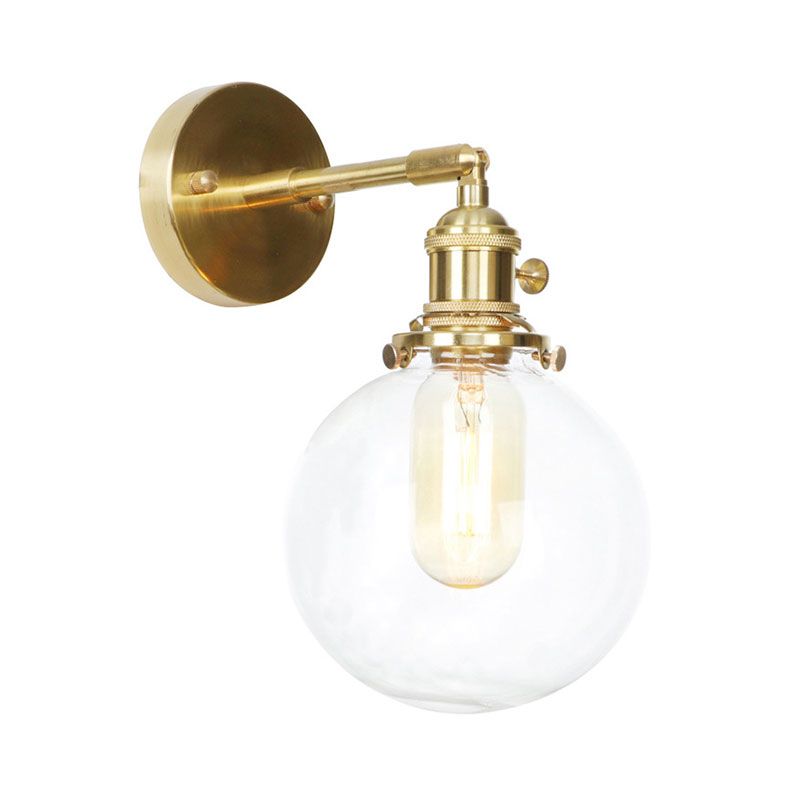 Spherical Wall Sconce Light 1 Light Clear Glass Shade Industrial Wall Lamp Light for Porch