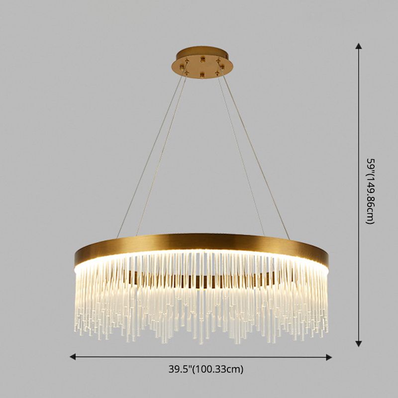 Modern Round Chandelier Glass Crystal Pendant Ceiling Lights with Adjustable Hanging Cord for Living Room