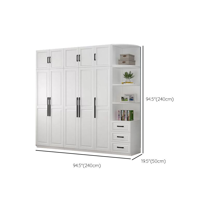 Freestanding Wood Frame Wardrobe Modern Hinged Soft Close Doors Wardrobe and Drawers