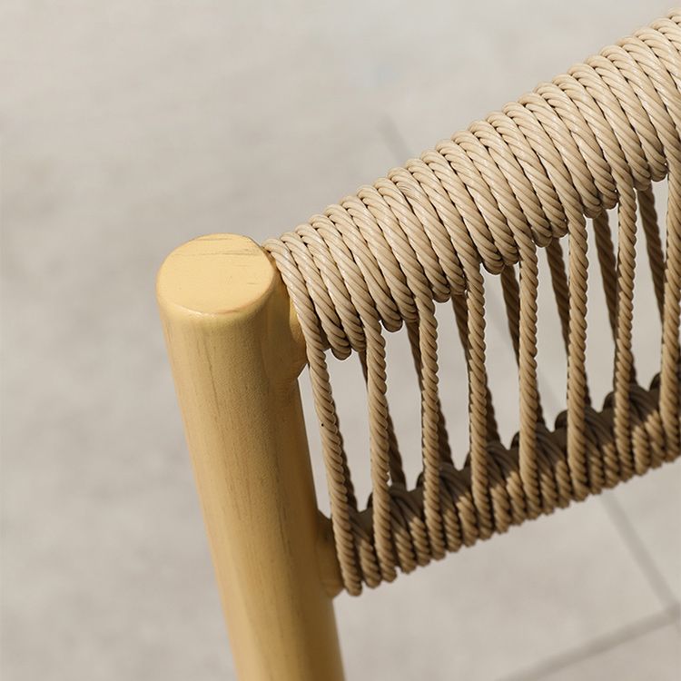 Contemporary Natural Patio Dining Side Chair with Faux Rattan Back