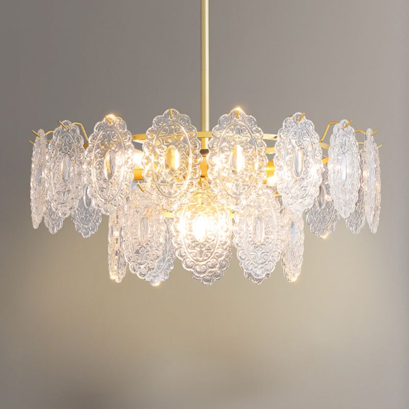 Modern Metal Ceiling Lamp Geometric Shape Island Light with Glass Shade for Living Room