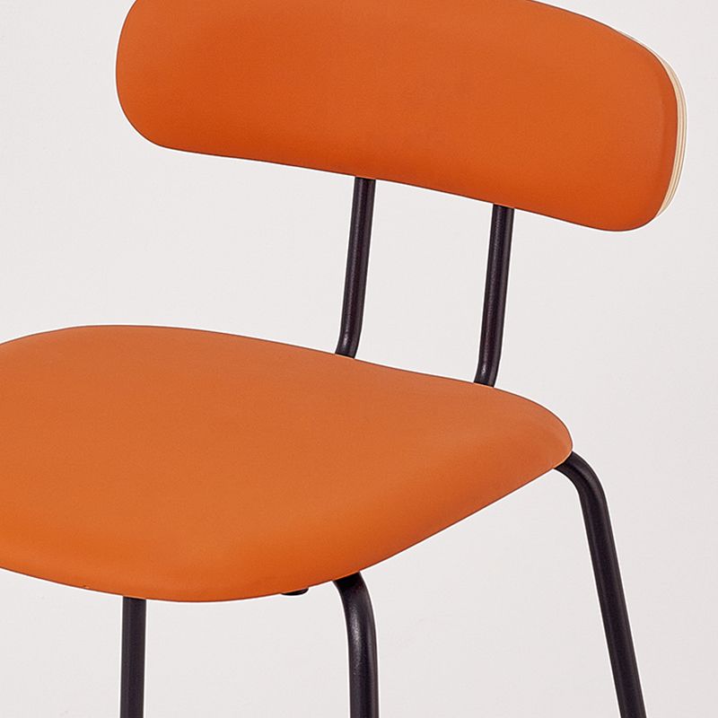 Modern Backrest Armless Counter Stool Leather Upholstered Bar Stool with Metal Base