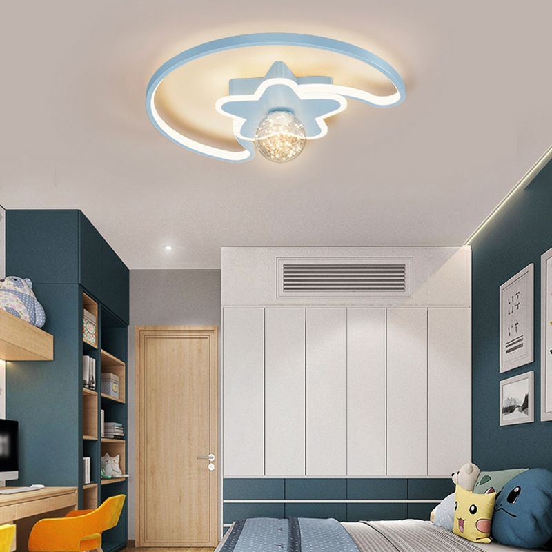 Plafondlamp met metalen kap, eenvoud-stijl LED-plafondmontageverlichting voor slaapkamer