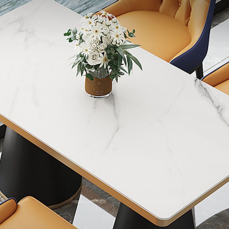 Leather Upholstered Chair Set Scandinavian 1/2/5 Pieces White Dining Table and Chairs