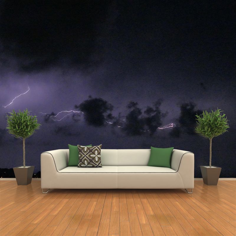 Photography Lightning Mural Wallpaper for Sitting Room Decor Multiple Sizes Available