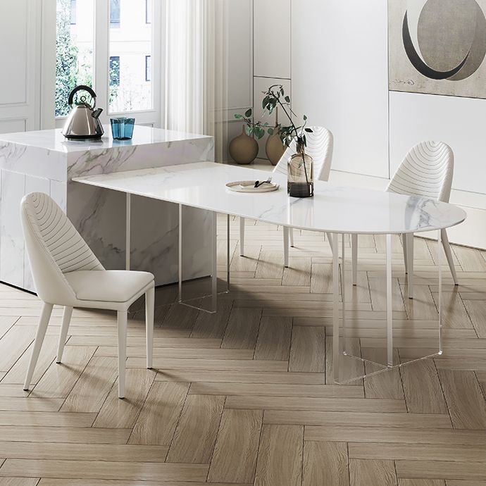 Sintered Stone Dining Table Modern Style Dining Table with Acrylic Base