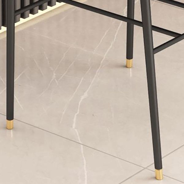 Leather Bar Stool Glam Backrest Counter Stool for Living Room with Black Legs