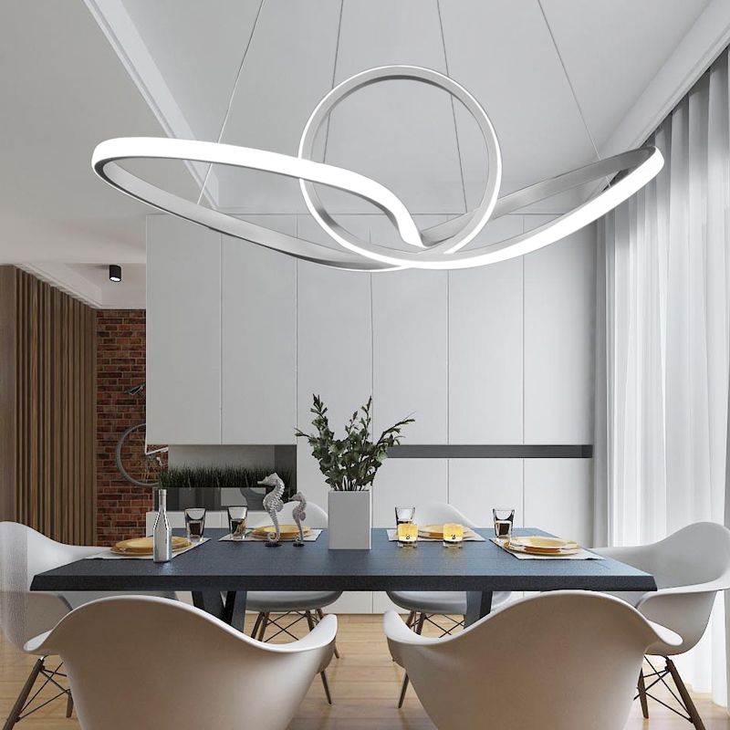 Curva senza cucitura acrilica Afferma del soffitto a sospensione Minimalista LED PENDANT LEDALIERE IN LUCE COLDA/BIANCA