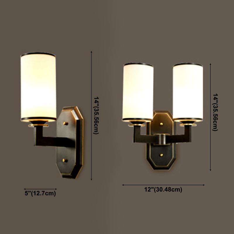 Moderno de estilo simple de estilo medio cilindro Medina de pared y vidrio 1 apliques de luz