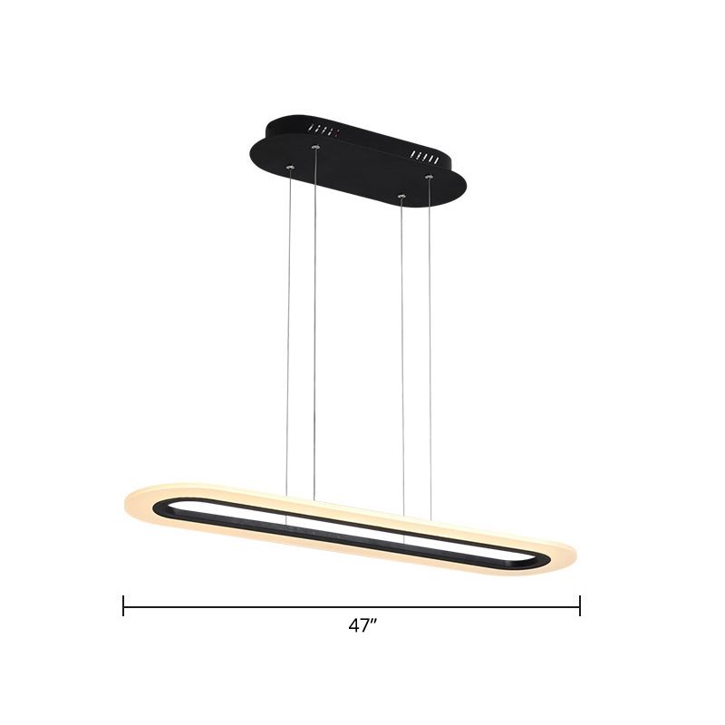 Acrylic Oblong LED Suspension Light Fixture Minimalist Style Hanging Lamp over Island