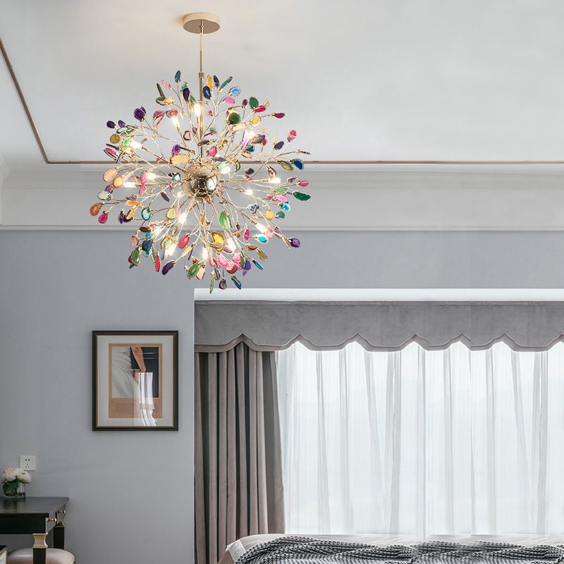 Luce lampadina a forma di fiore d'oro Luce multi -luci contemporanea a soffitto appeso Agate