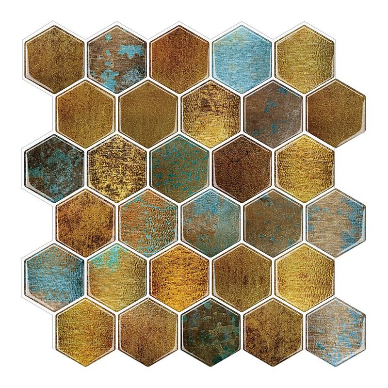 Tile-Peel & Stick Plastic Waterproof Hexagonal Tile-Peel & Stick for Shower