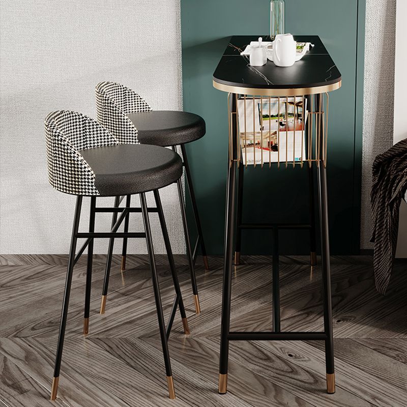 Indoor 1/2/3 Pieces Table and Stool Set Glam Trestle Stone Top Bar Table Set