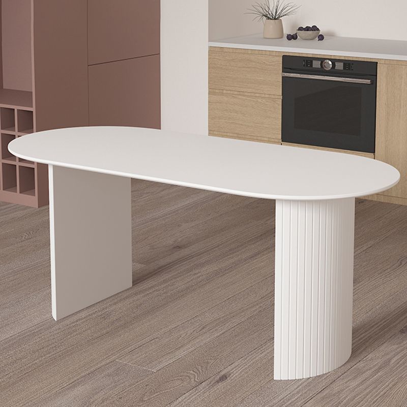 Contemporary Dining Table Pine Solid Wood Table with Double Pedestal for Home Kitchen Dinner