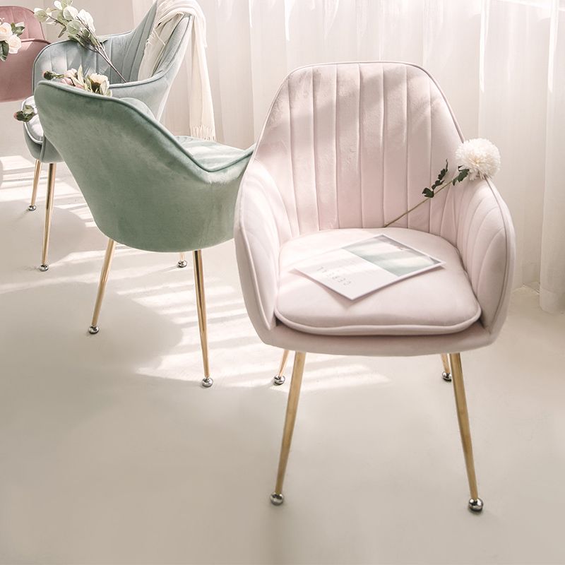 Scandinavian Style Upholstered Side Chairs Solid Back Arm Dining Chairs for Home Use