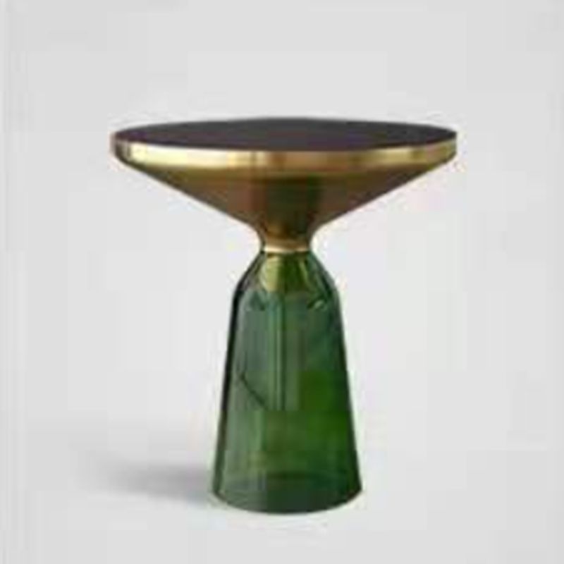 Contemporary Round Side Table Glass Pedestal Sofa End Table for Living Room