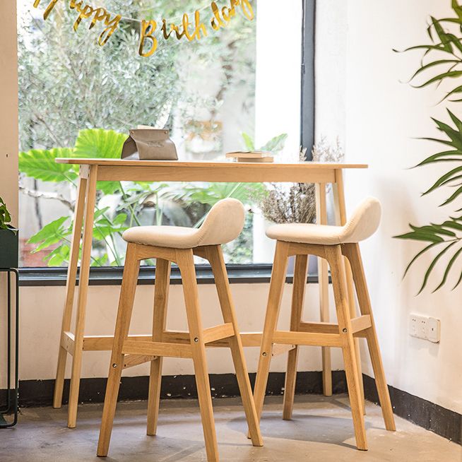 Scandinavian Natural Wood Counter Stools Low Back Bar Stools with Bucket Seat