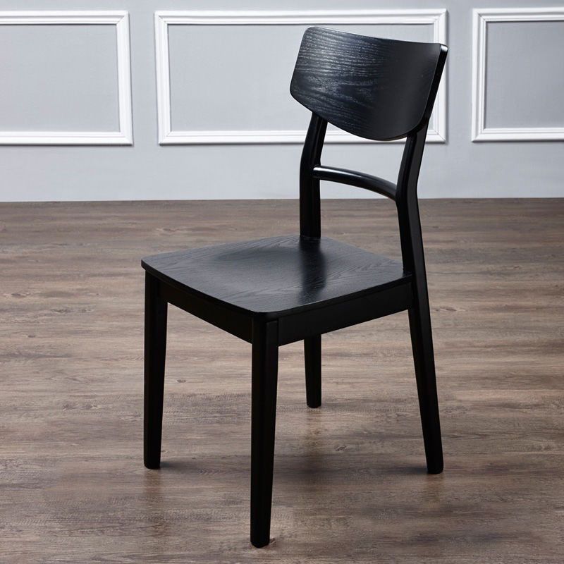 Wood Kitchen Dining Side Chair Ladder Back Side Chair in Black