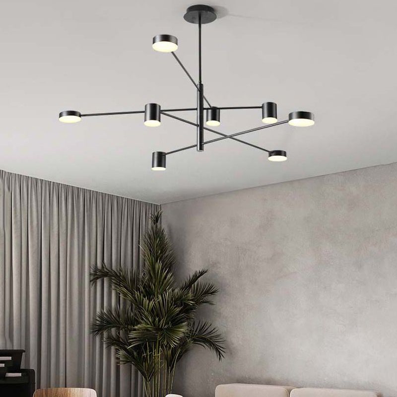 Black Sputnik Pendant Lighting Fixture Modern Style LED Metal Hanging Chandelier