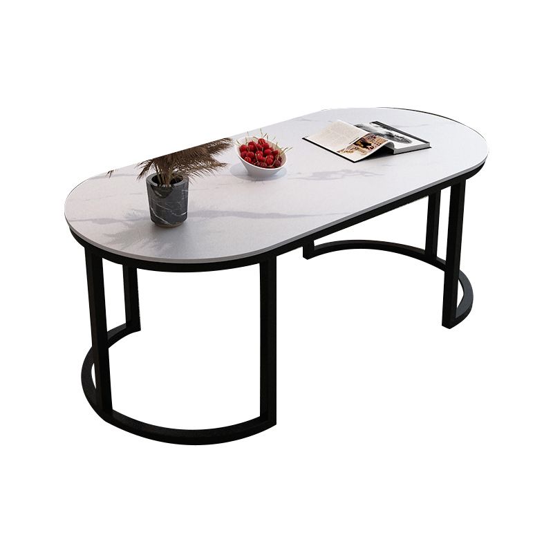 Glam Oval Stone Cocktail Table Standard Single Coffee Cocktail Table