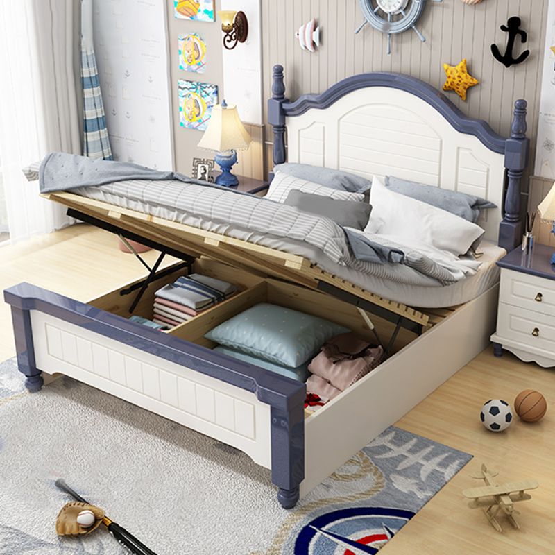 Solid Wood Stepped Standard Bed Headboard Bed with Custom Legs