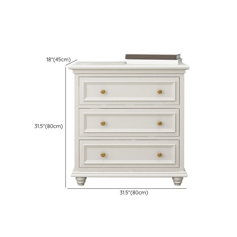 Glam Solid Wood Storage Chest Bedroom White Chest with Drawers