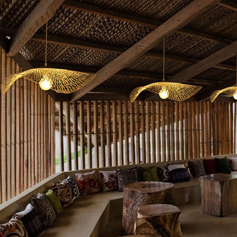 Lotusblatt Bambus Anhänger Licht zeitgenössisch