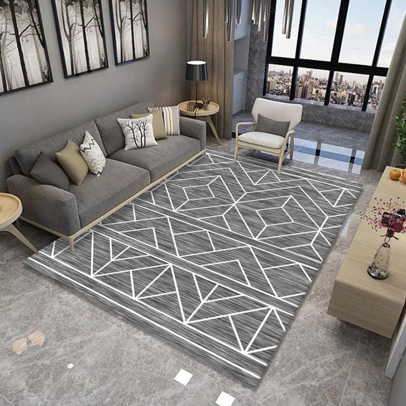Formal Living Room Rug Multi Color Geometric Patterned Carpet Synthetics Anti-Slip Backing Washable Rug