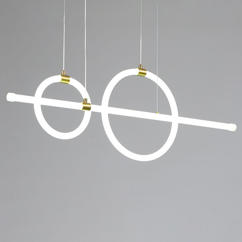 Geometric Island Lights Modern Pendant Chandelier Metal 3 Light Island Lamp in White for Dining Room