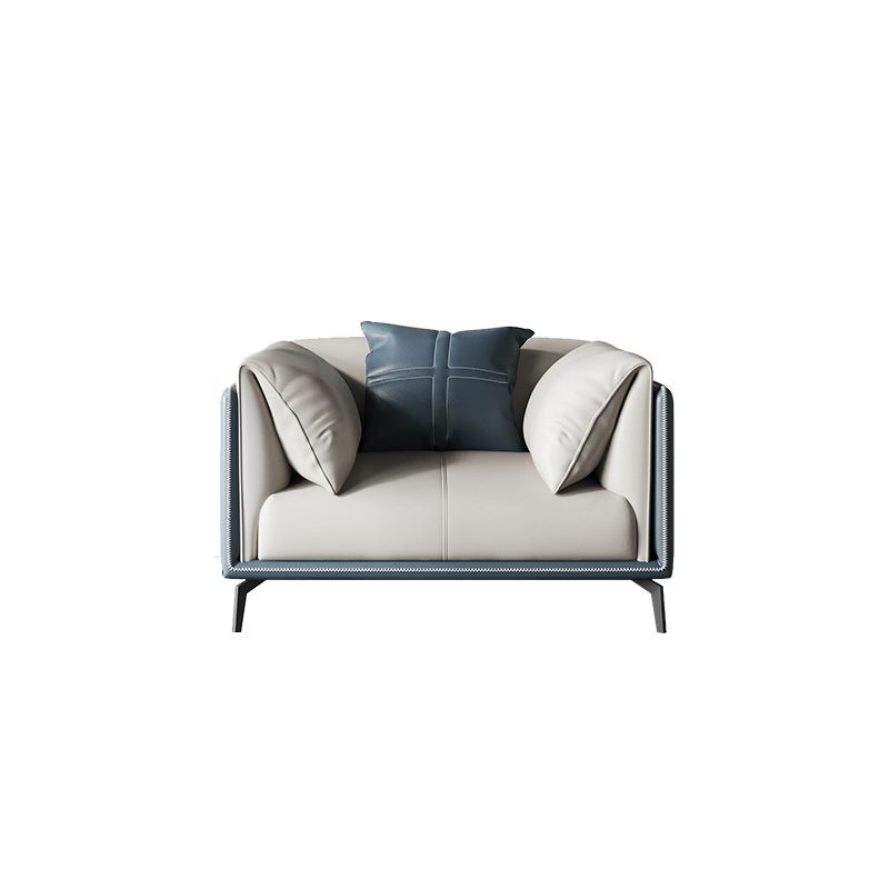 Genuine Leather Pillow Top Arm Sectional Sofa 28.35"High Cushion Back Sofa for Living Room