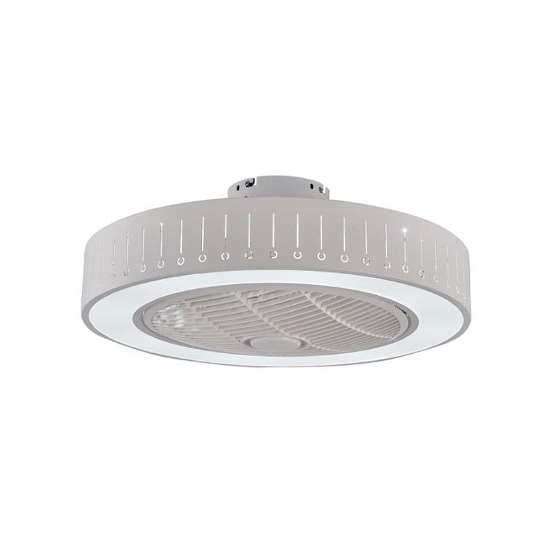 Acryl weiß hängende Lüfterlampe Runde LED 21,5 "Weitminimalismus Halbflush -Deckenleuchte mit 4 Klingen