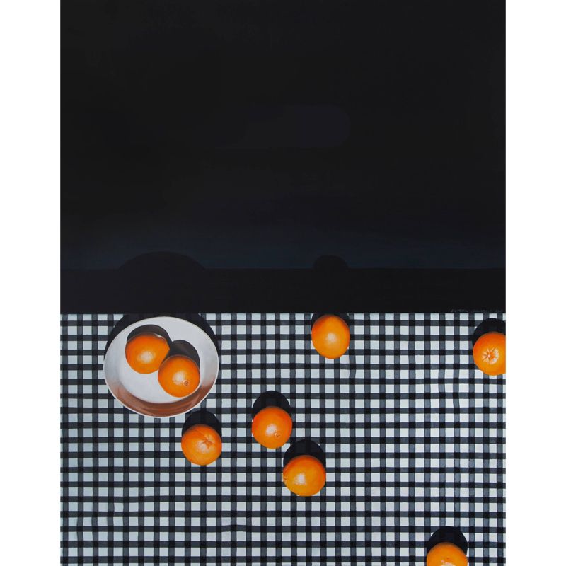 Artistic Still Life Fruit Murals Orange-Black Moisture Resistant Wall Decor for Home