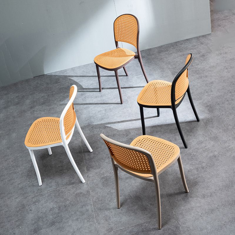 Nordic Style Armless Side Chairs Open Back Chair with Plastic Legs for Home Use