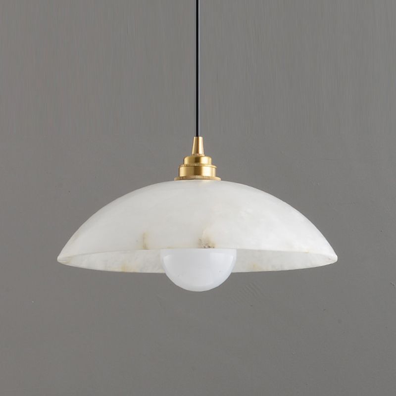 11.8 pulgadas de ancho tono de cúpula colgante de mármol blanco simplicidad lámpara colgante de latón
